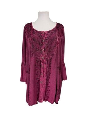 Agan Traders 3X Medieval Bohemian Embroidered Button Shirt Blouse 307 B Boho